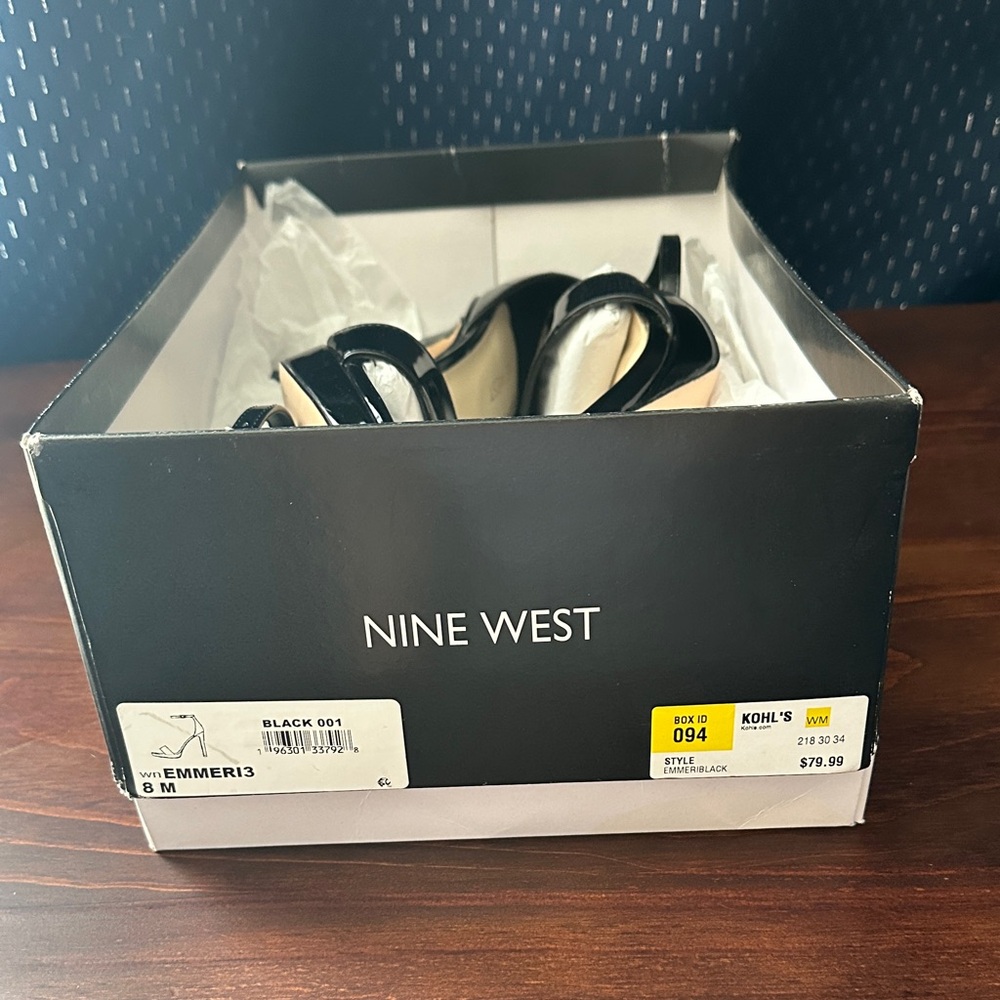 Nine West Black Patent Slingback Stiletto Heels - Picture 2 of 7